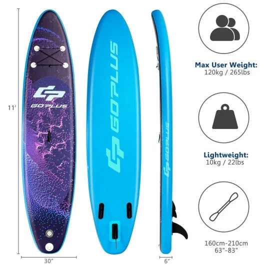 11 Feet Inflatable Stand Up Paddle Board Surfboard with Bag Aluminum Paddle Pump-L