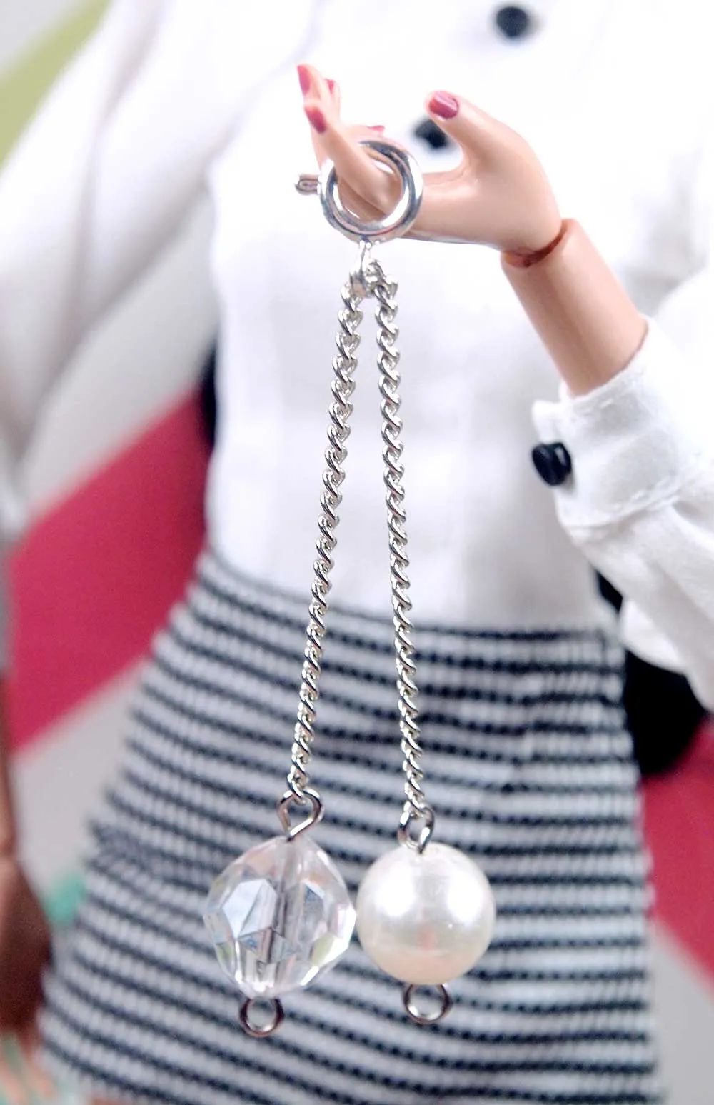 12" Fashion Doll Pearl and Crystal Handbag Charm by Pam Maness