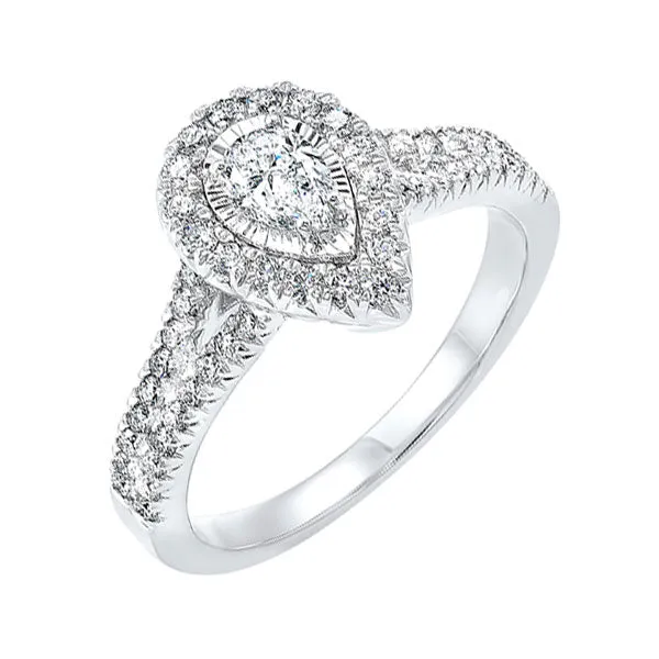 14KT White Gold & Diamonds Stunning Engagement Ring - 1/2 CTW