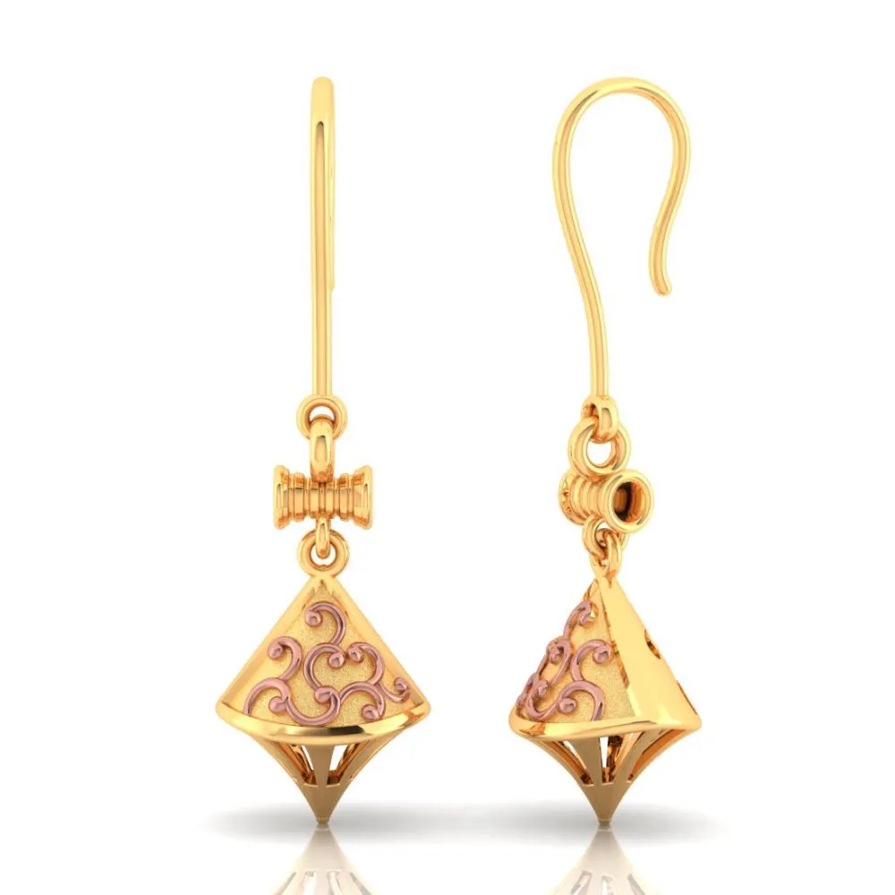 18k Stunning Gold Earrings With Elegant Yellow Gold Work