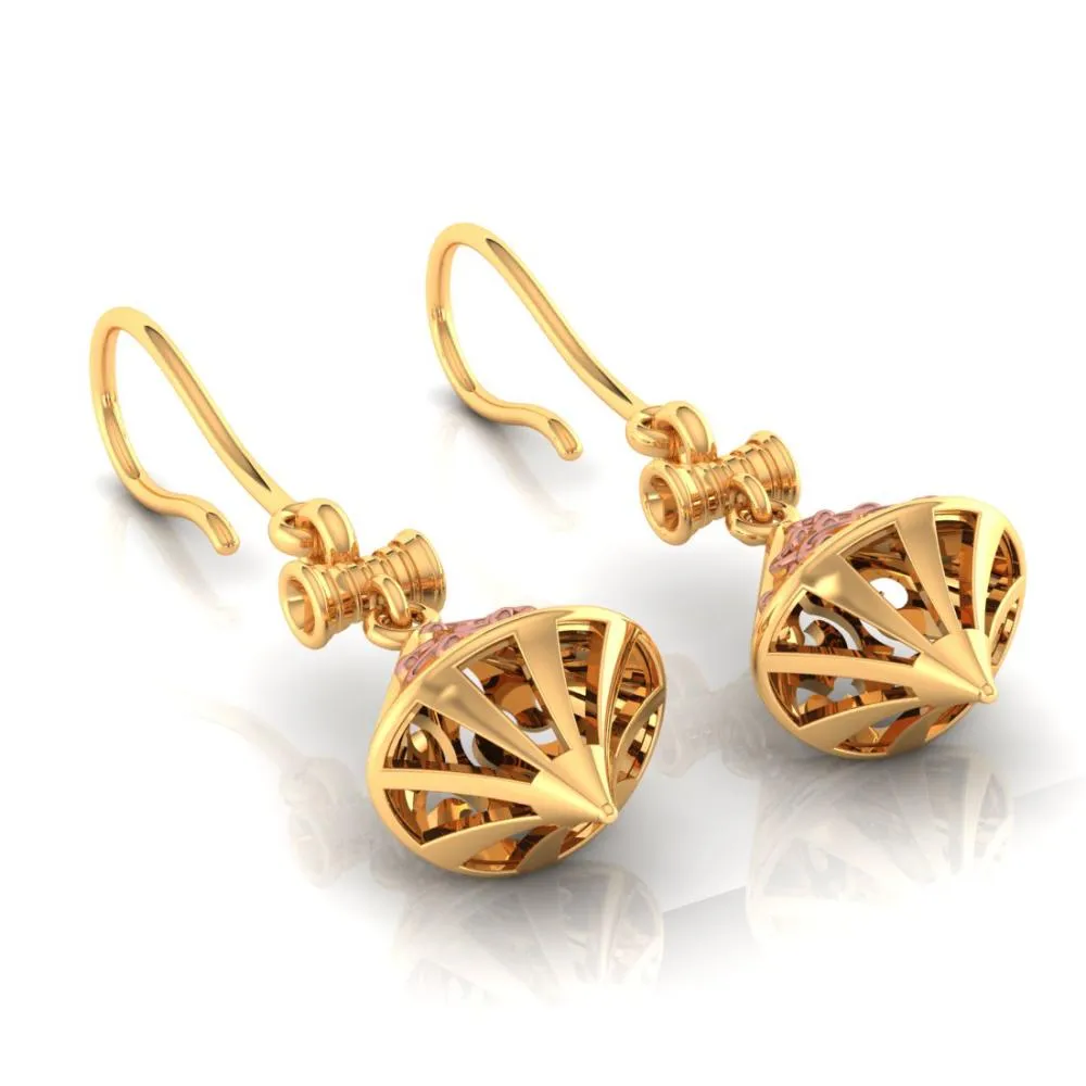 18k Stunning Gold Earrings With Elegant Yellow Gold Work