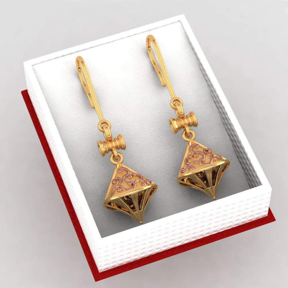 18k Stunning Gold Earrings With Elegant Yellow Gold Work