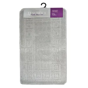 2 Piece Luxurious Bath Mat Set Light Grey