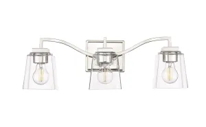 3 Lamps Avenna Vanity Light - Polished Nickel - Clear Glass - 23.6in. Wide