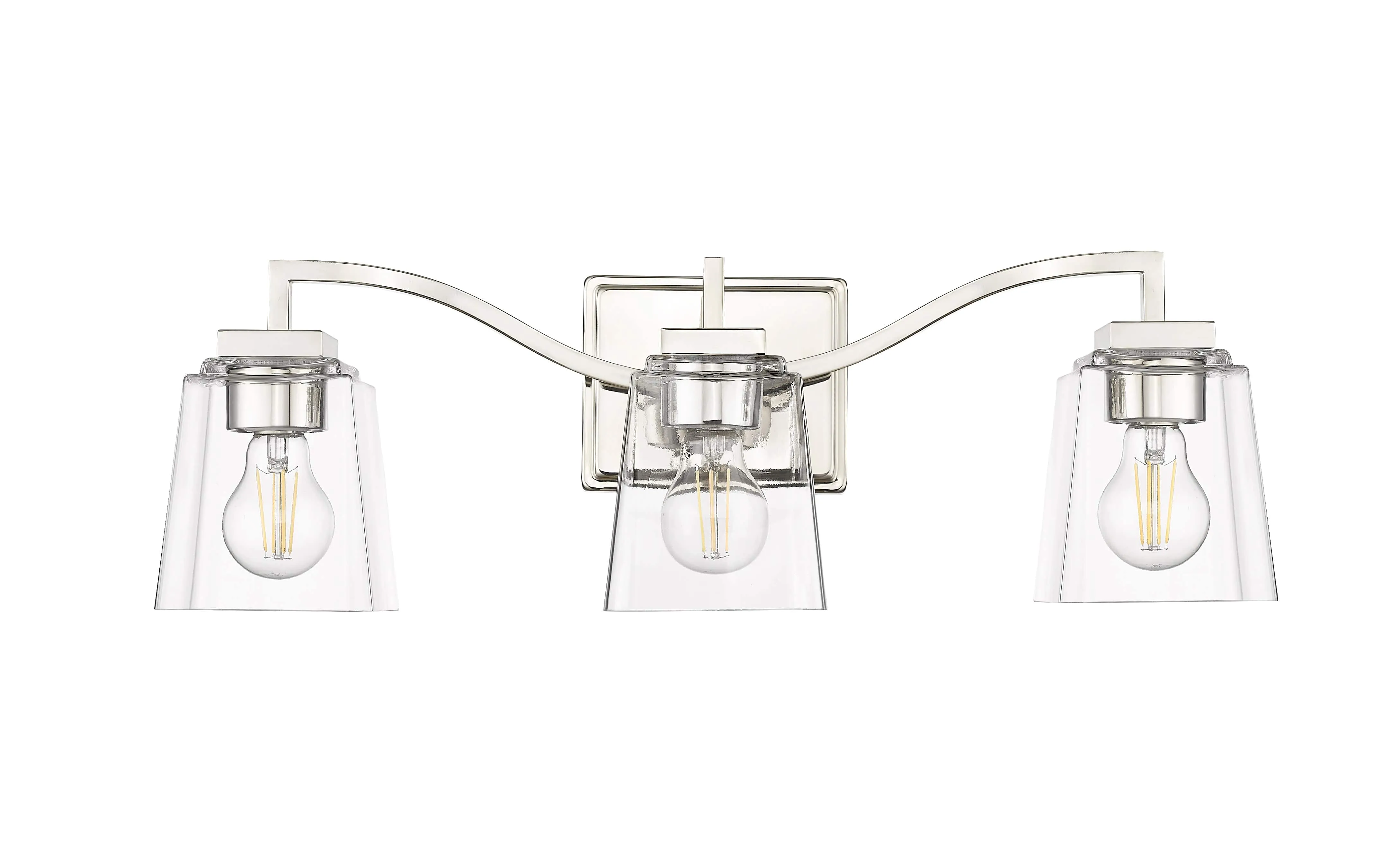 3 Lamps Avenna Vanity Light - Polished Nickel - Clear Glass - 23.6in. Wide