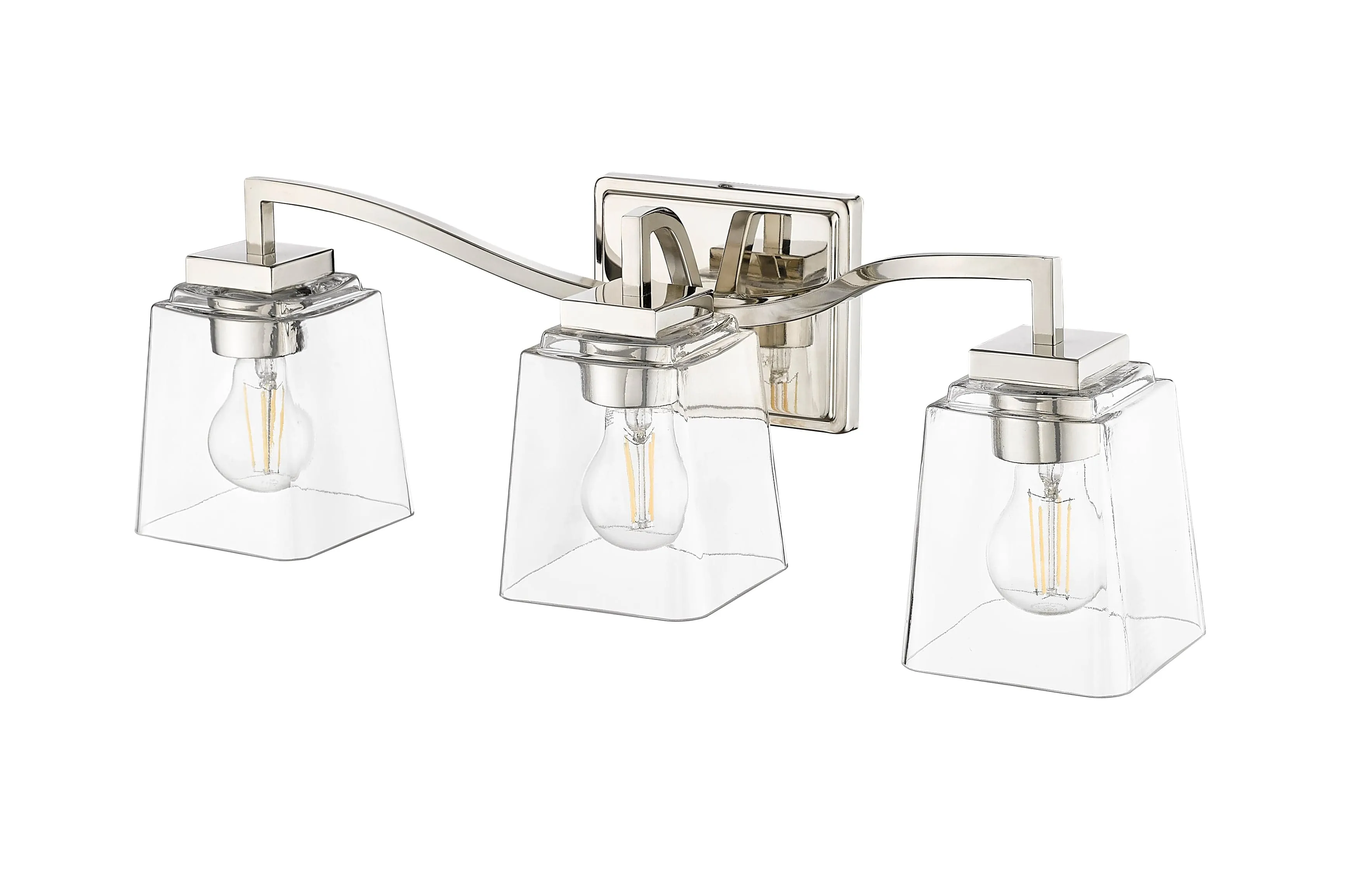 3 Lamps Avenna Vanity Light - Polished Nickel - Clear Glass - 23.6in. Wide