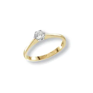 9ct Yellow Gold Ladies Solitaire Zirconia Ring RN401