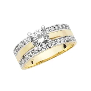 9ct Yellow Gold Ladies Zirconia Ring RN918