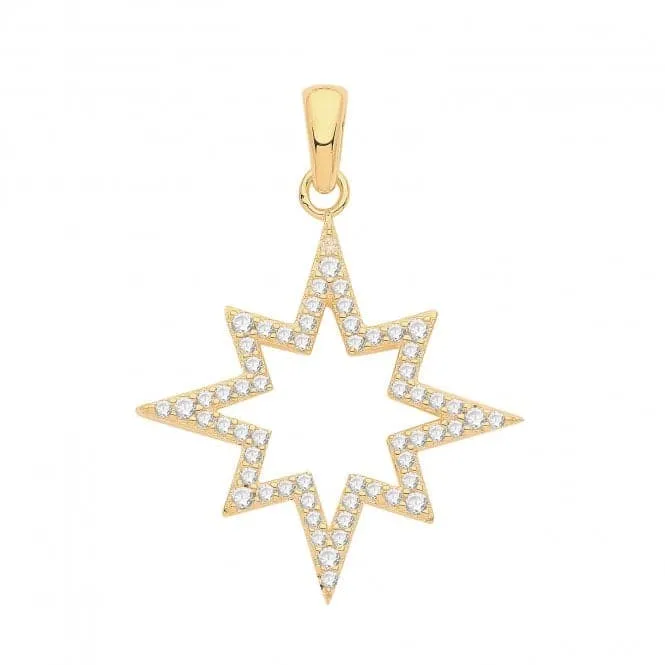 Acotis Silver Pendant Set Gold Plated Zirconia Star G61083GP