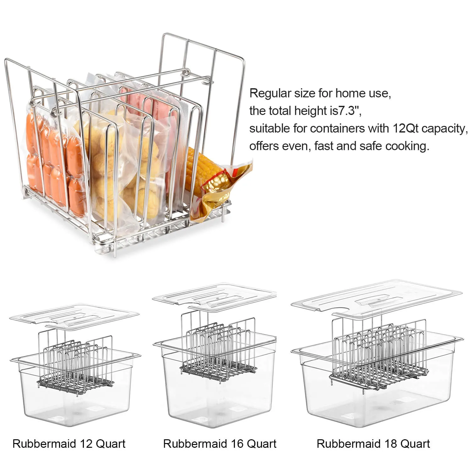 Adjustable Sous Vide Rack Holder Stainless Steel Vacuum Bag Rack Set