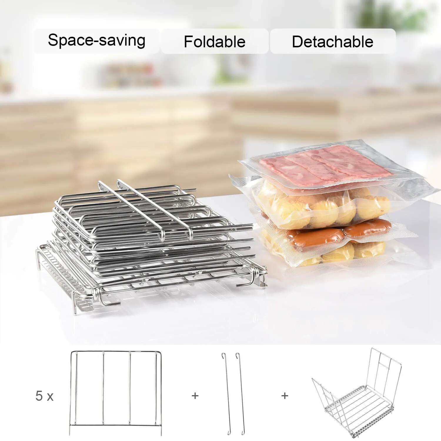 Adjustable Sous Vide Rack Holder Stainless Steel Vacuum Bag Rack Set