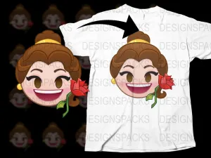 Adorable Smiling Princess Emoji Graphic Png Digital Download