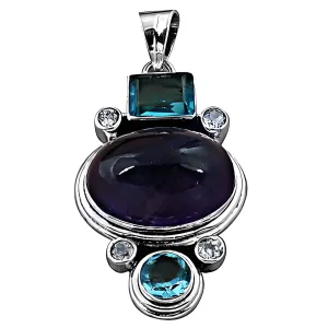 Affordable Amethyst Blue Topaz CZ Silver Pendant - Stunning Jewelry