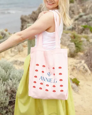 AG Lips Tote Bag in Cream or Pink