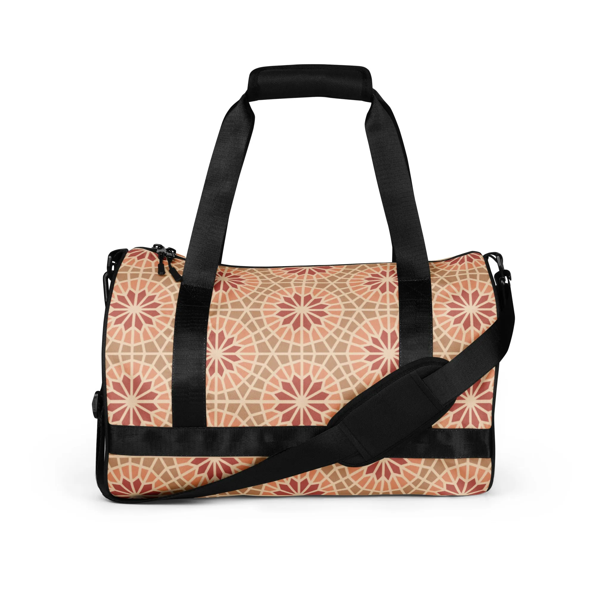 All-over print gym bag - Geometric Star in Cocoa and Cream