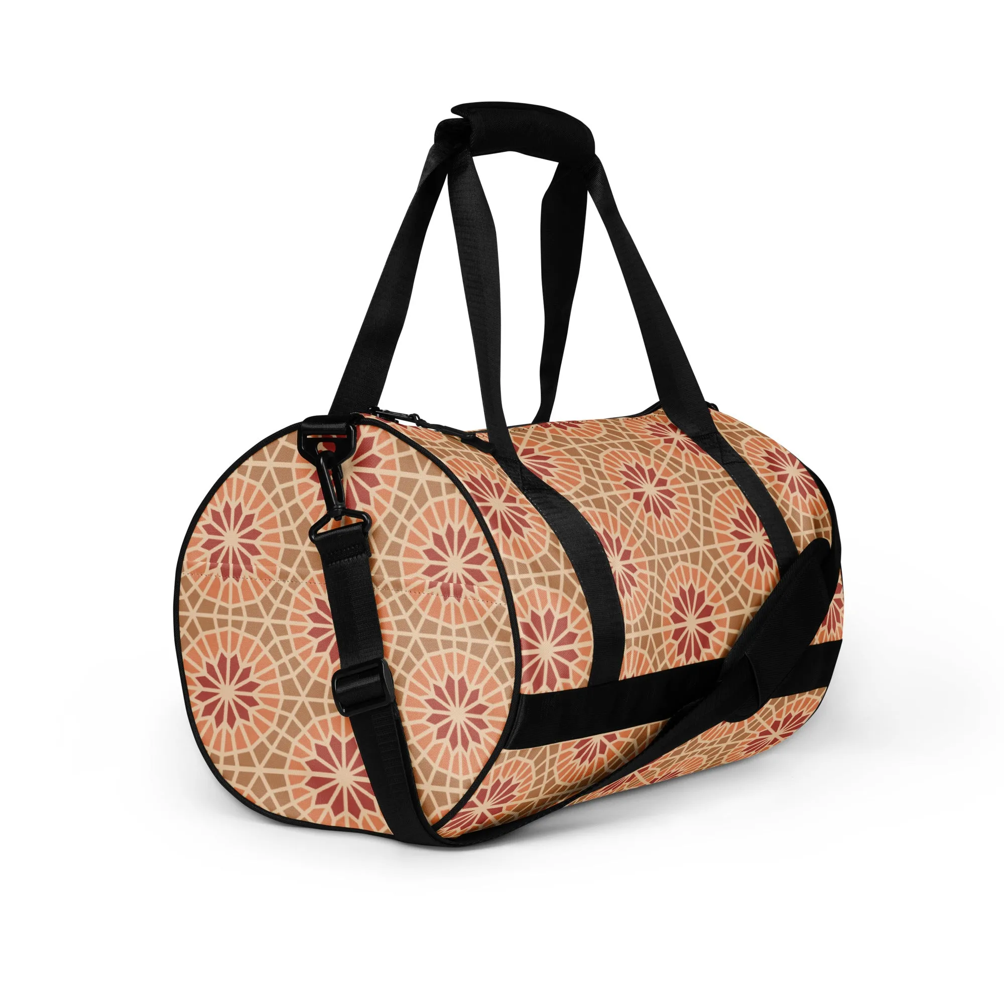 All-over print gym bag - Geometric Star in Cocoa and Cream