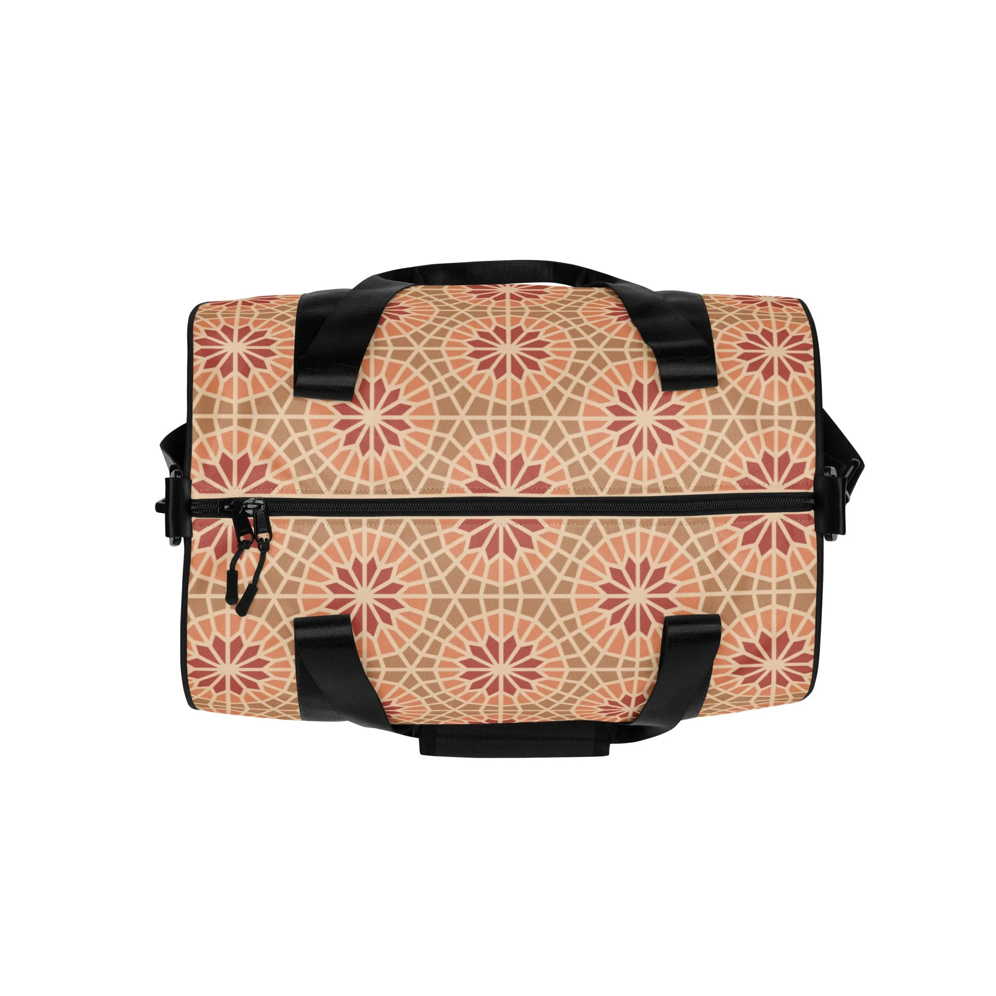 All-over print gym bag - Geometric Star in Cocoa and Cream