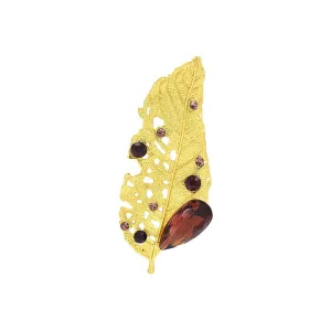 Alloy Gold Dead Leaf Brooch