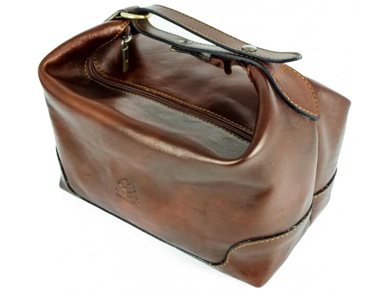 Autumn Leaves - Leather Toiletry Bag