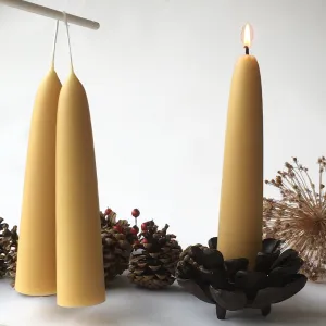 beeswax pair of large stumpy candle dipped