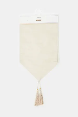 Beige Table Runner With Tassel