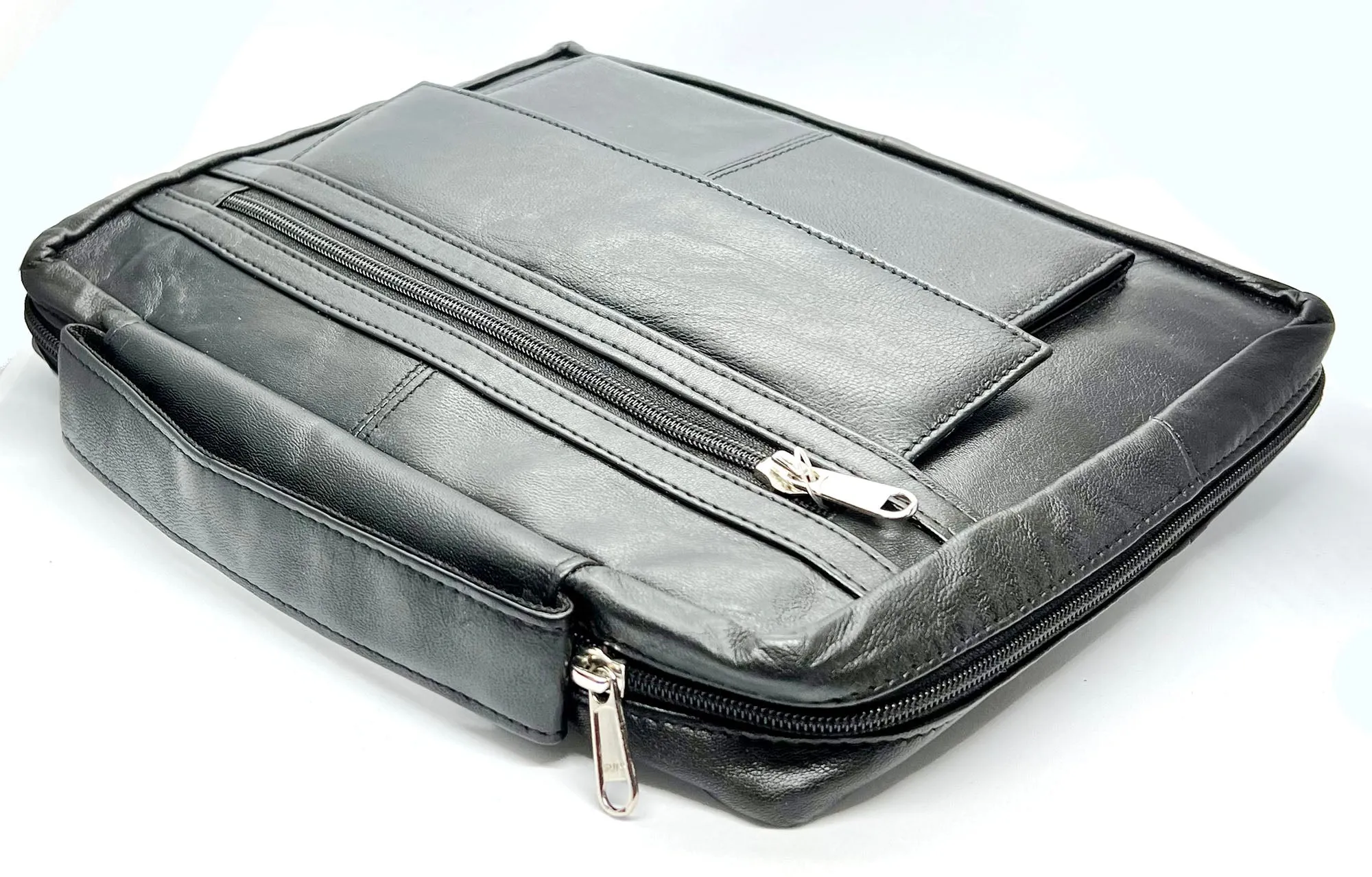 Black Genuine Leather Bible Cover Book Organizer Brief Case Back Organizer