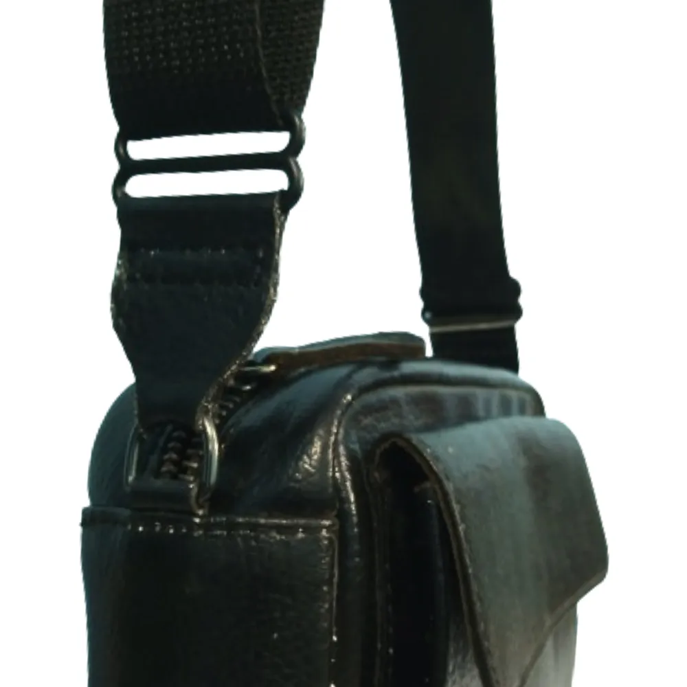 Black Leather Crossbody Bag for Men & Women