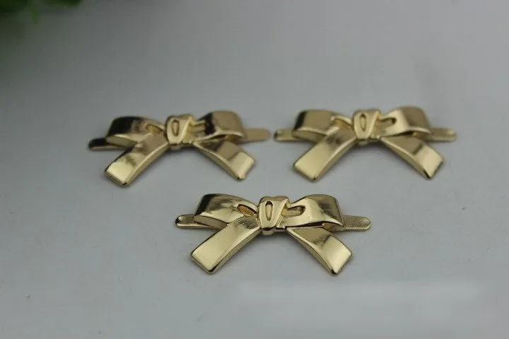 Bow-Knot Purse Label 1/10pcs Bag Hardware Charm Light Gold Handmade Purse Handbag Making Metal Decoration 30mm 1 1/4" Wholesale Supplies