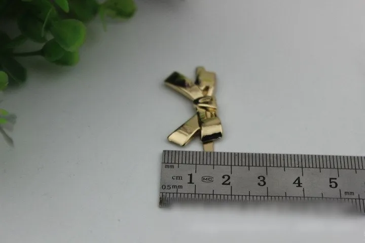 Bow-Knot Purse Label 1/10pcs Bag Hardware Charm Light Gold Handmade Purse Handbag Making Metal Decoration 30mm 1 1/4" Wholesale Supplies