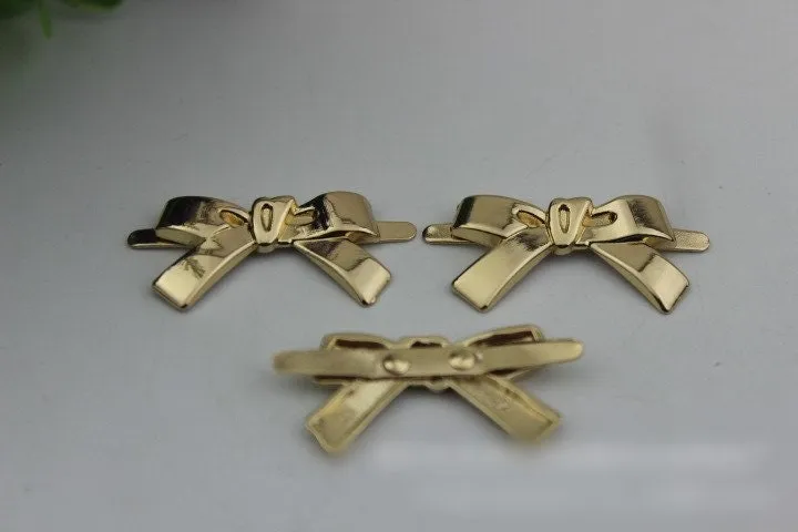 Bow-Knot Purse Label 1/10pcs Bag Hardware Charm Light Gold Handmade Purse Handbag Making Metal Decoration 30mm 1 1/4" Wholesale Supplies