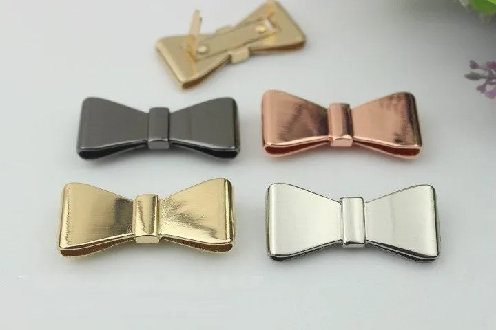 Bow Purse Label 2/20pcs Bag Hardware Charm Rose Gold Silver Gunmetal Handmade Purse Handbag Making Metal Decoration 43mm Wholesale Supplies