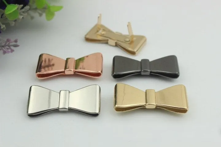 Bow Purse Label 2/20pcs Bag Hardware Charm Rose Gold Silver Gunmetal Handmade Purse Handbag Making Metal Decoration 43mm Wholesale Supplies