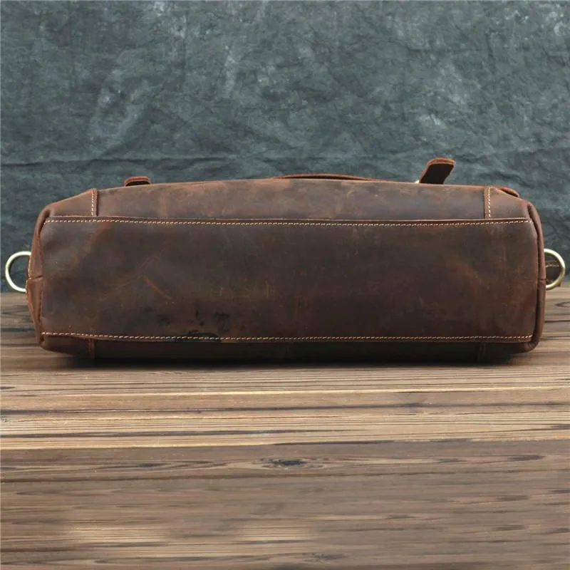 Brown Leather Men's Professional Briefcase 14‘’ Laptop Handbag Business Bag For Men