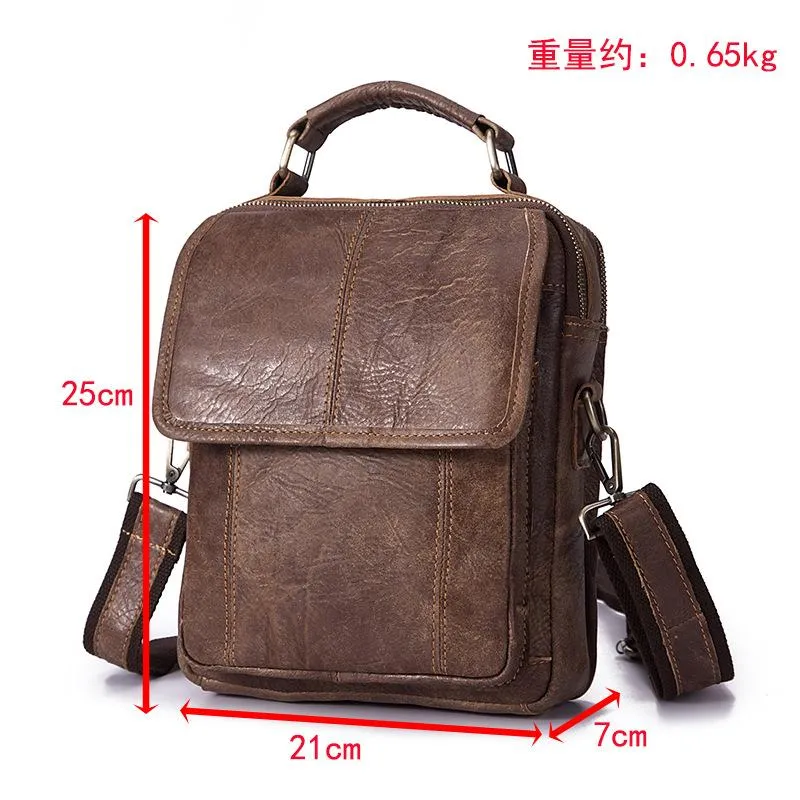 Brown LEATHER MENS Vertical SIDE BAG Small COURIER BAG Vertical Handbag MESSENGER BAG FOR MEN