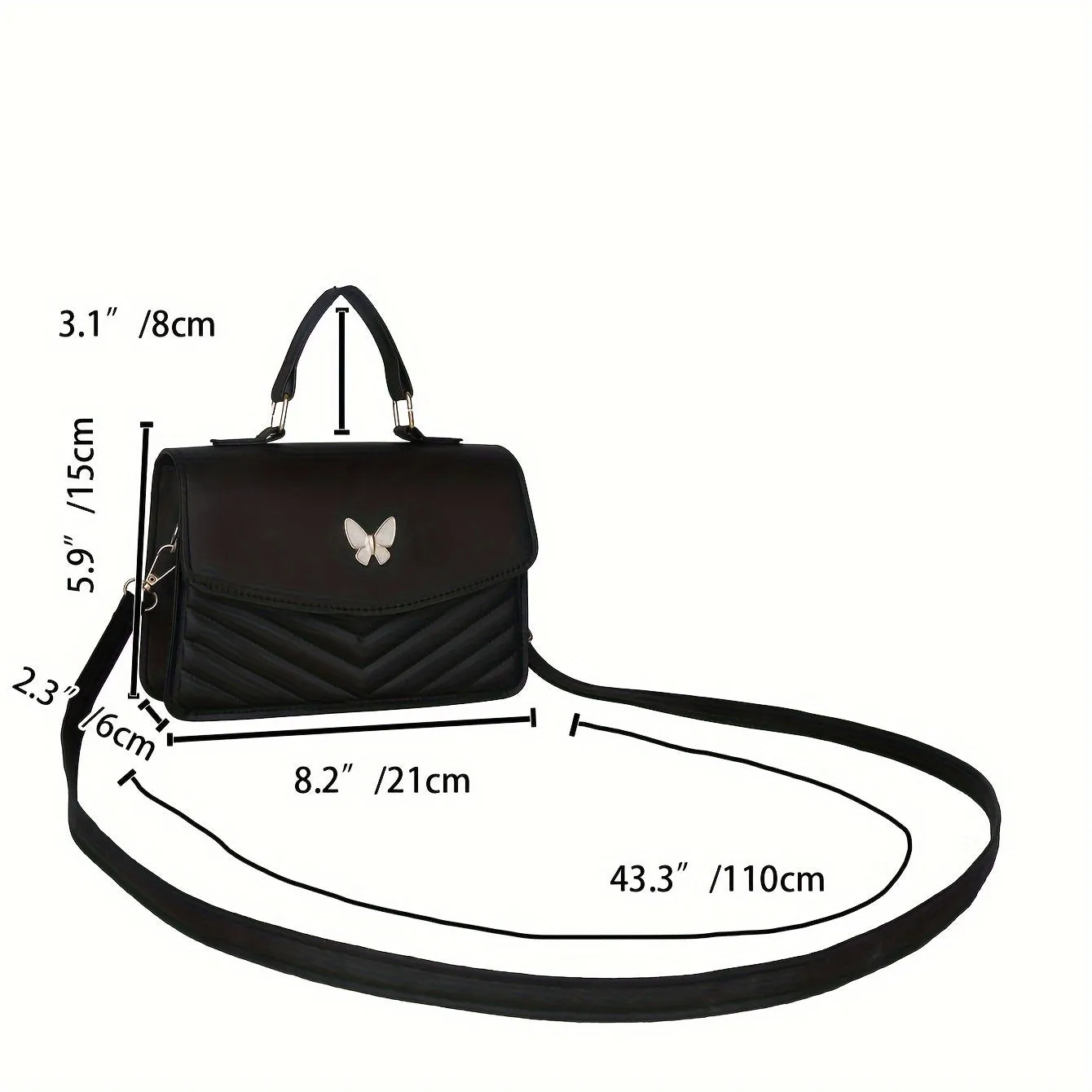 Butterfly Glamour - Fashionable Solid Color Crossbody Bag with Chic Chain Strap, Versatile Square Purse for Women - Durable & Spacious