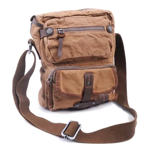 Canvas Black Mens Vertical Postman Bags Canvas Messenger Bags Khaki Courier Bag For Men