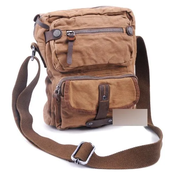 Canvas Black Mens Vertical Postman Bags Canvas Messenger Bags Khaki Courier Bag For Men