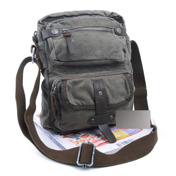 Canvas Black Mens Vertical Postman Bags Canvas Messenger Bags Khaki Courier Bag For Men