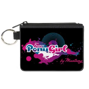 Canvas Zipper Wallet - MINI X-SMALL - FOREVER PONY GIRL Mustang Silhouette Black Blues Pinks