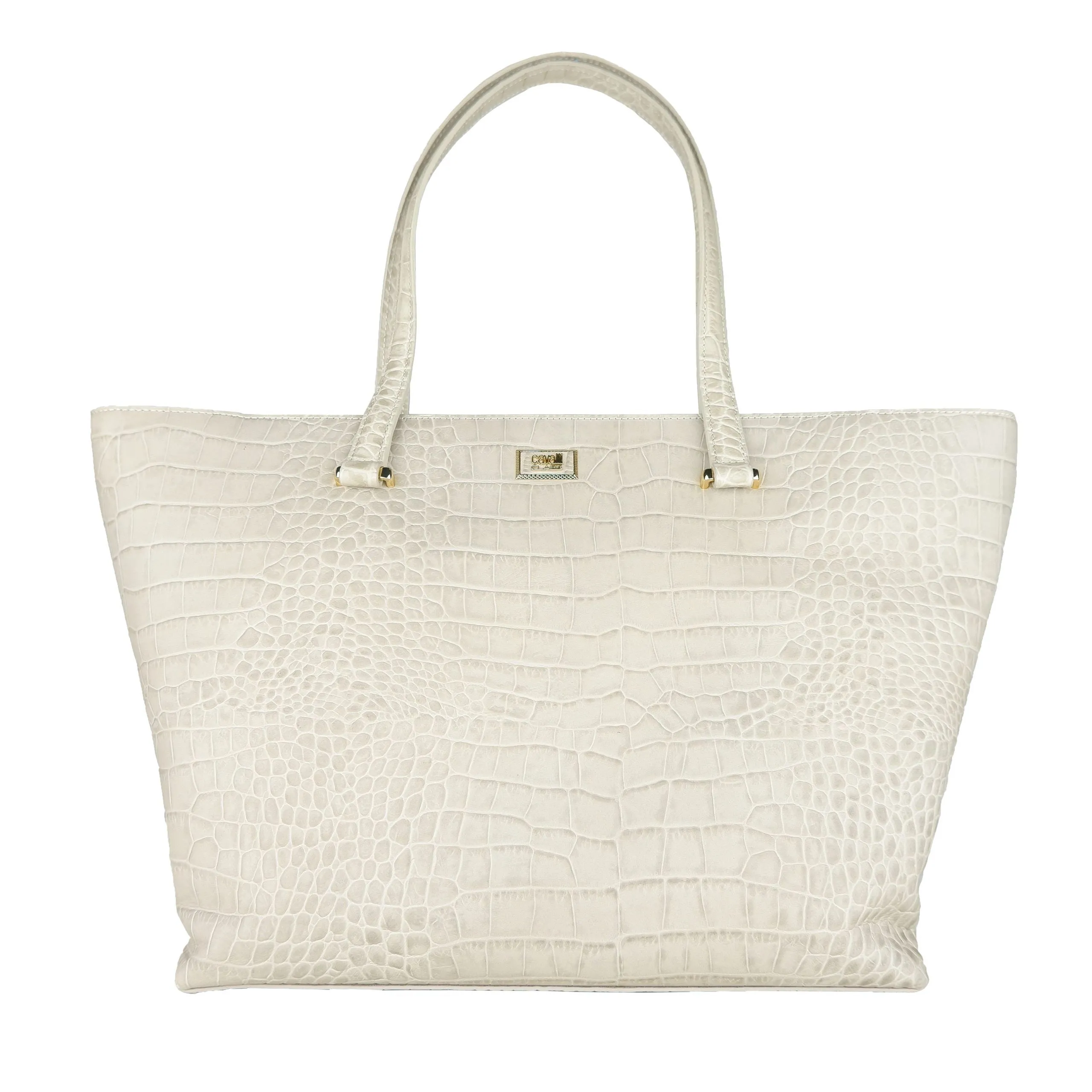 Chic White Calfskin Leather Handbag