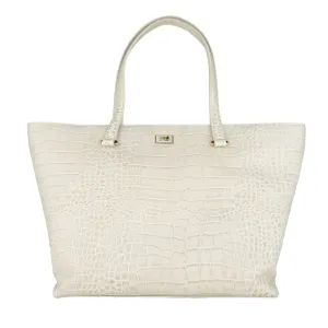 Chic White Calfskin Leather Handbag