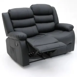 Chicago Manual Recliner Sofa - Black 2 Seater