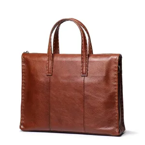 Classy Brown Leather Men's Professional Briefcase 14‘’ Laptop Briefcase For Men