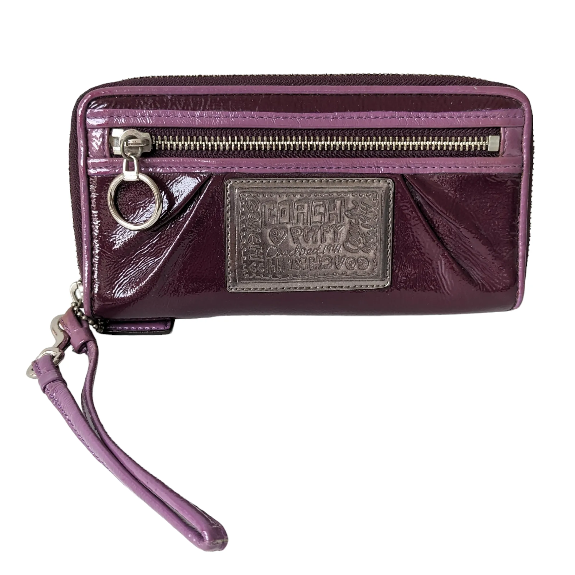 Coach Poppy Purple Patent Leather Wristlet