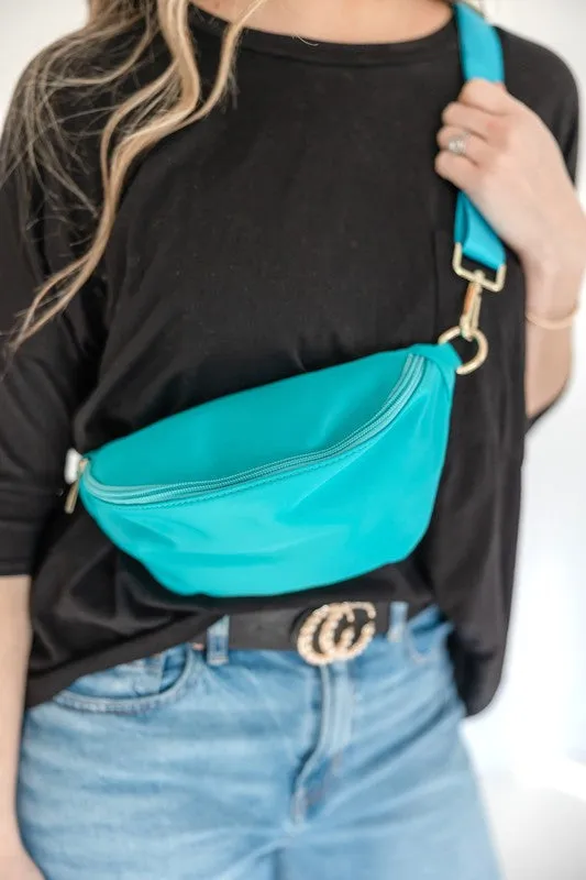 Colorful Nylon Sling Bum Hip Bag with Strap