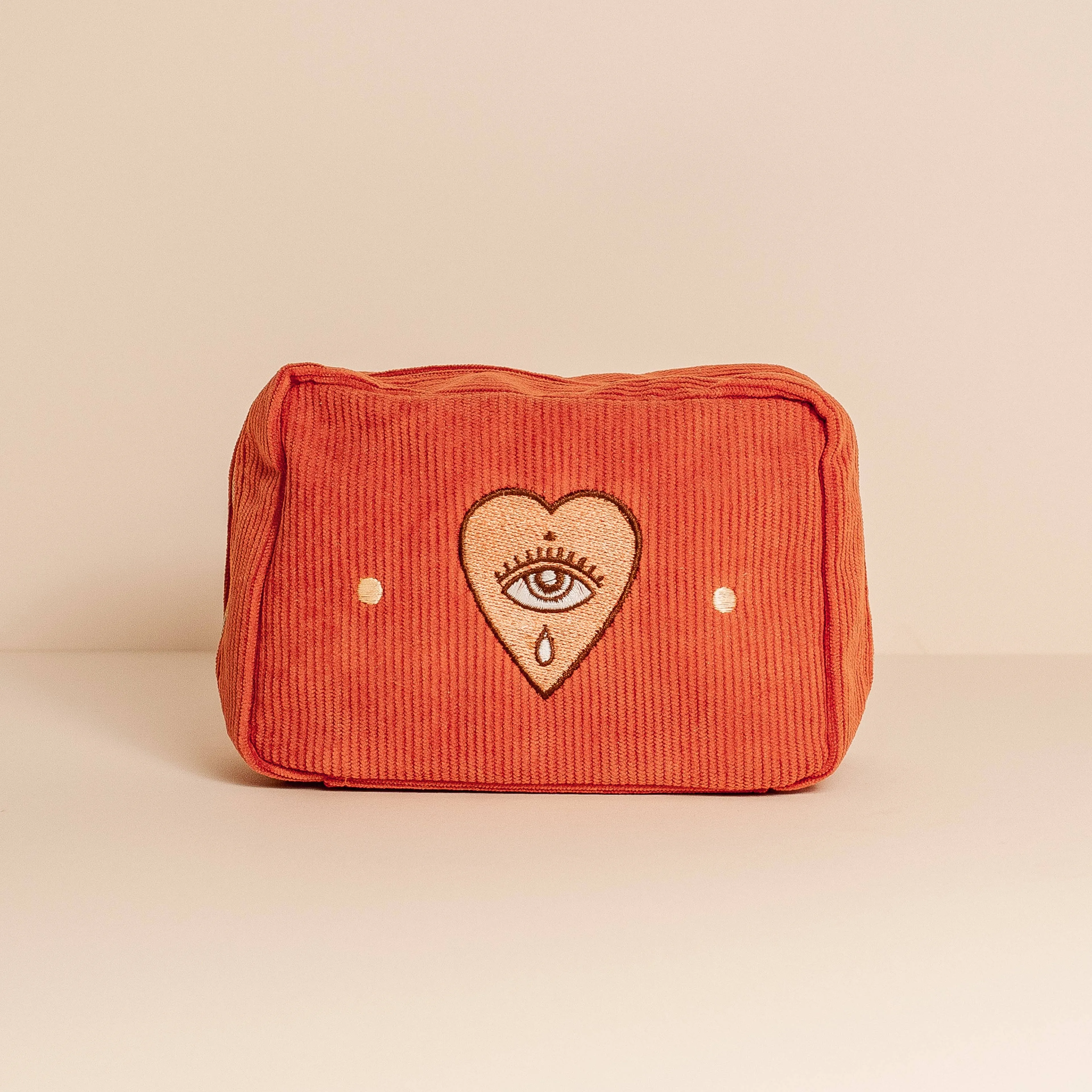 Corduroy Makeup Bag in Rust