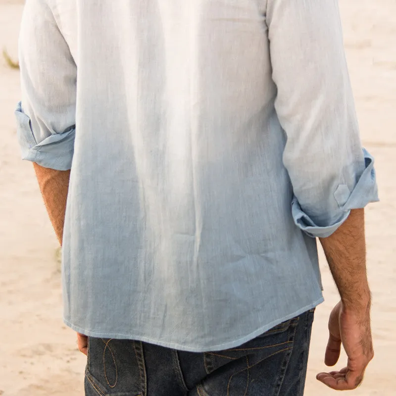 Cotton Shirt For Men | Half Sleeves | Collared Neckline | Blue