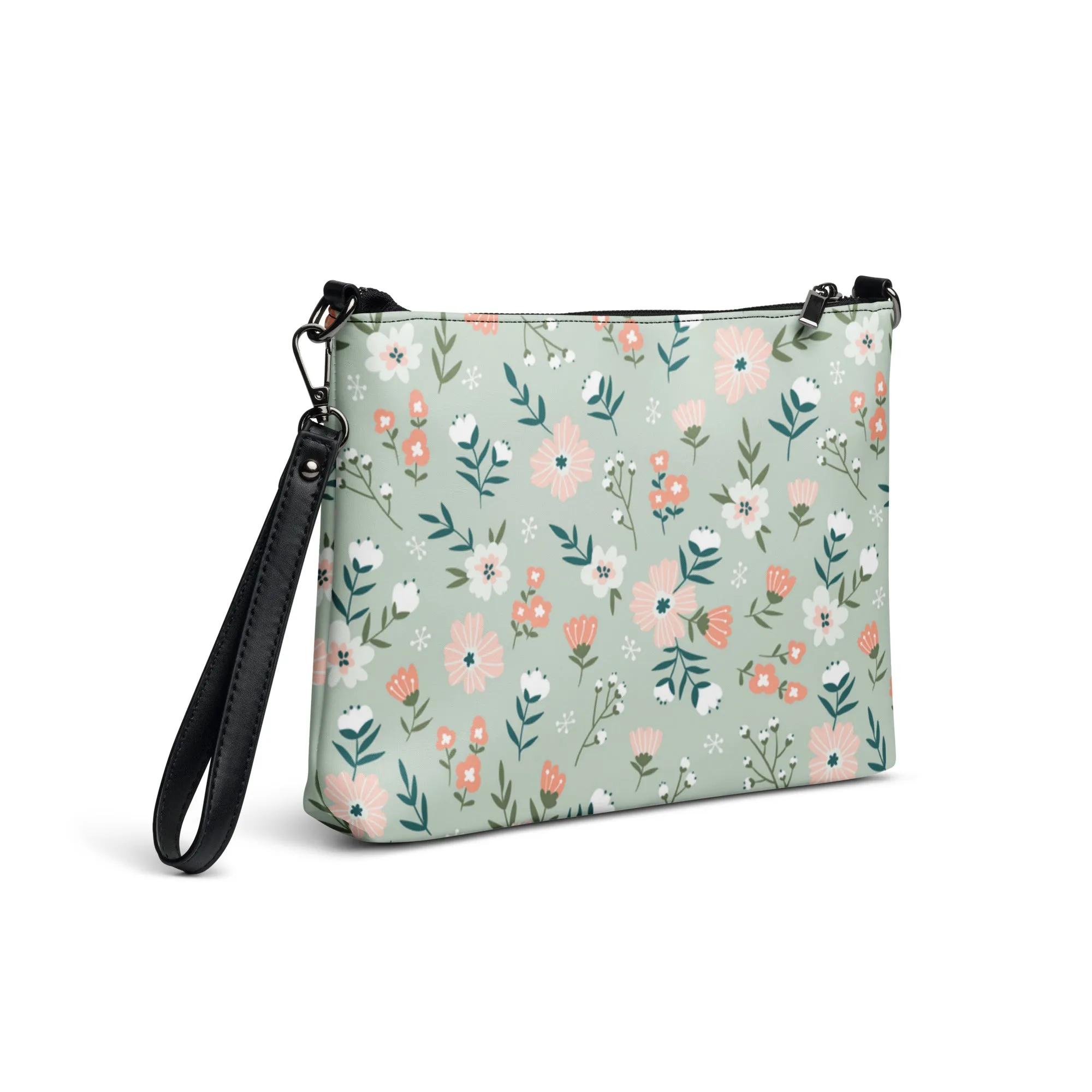 Crossbody Bag Boho Floral Pale Pink, Mint, Coral