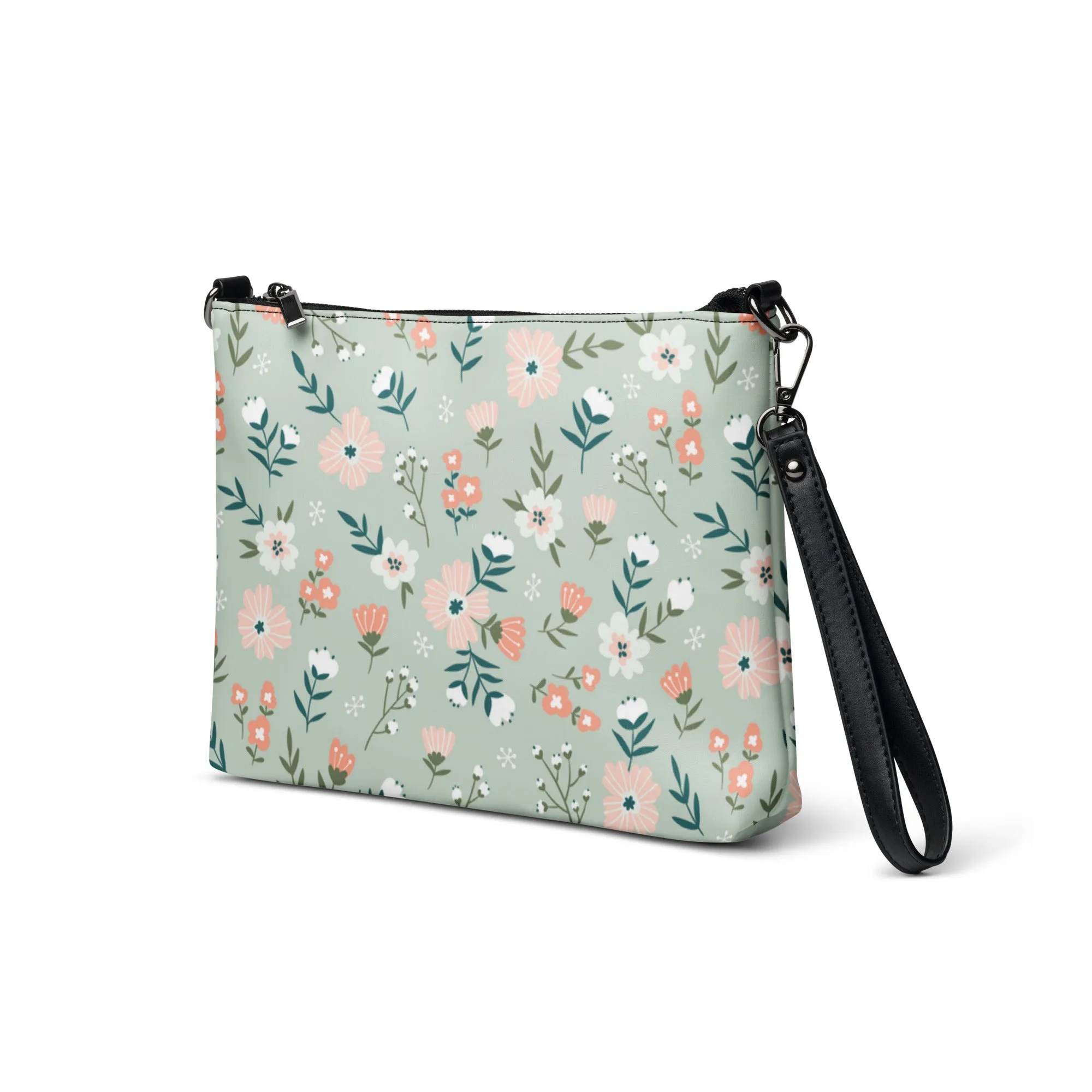 Crossbody Bag Boho Floral Pale Pink, Mint, Coral