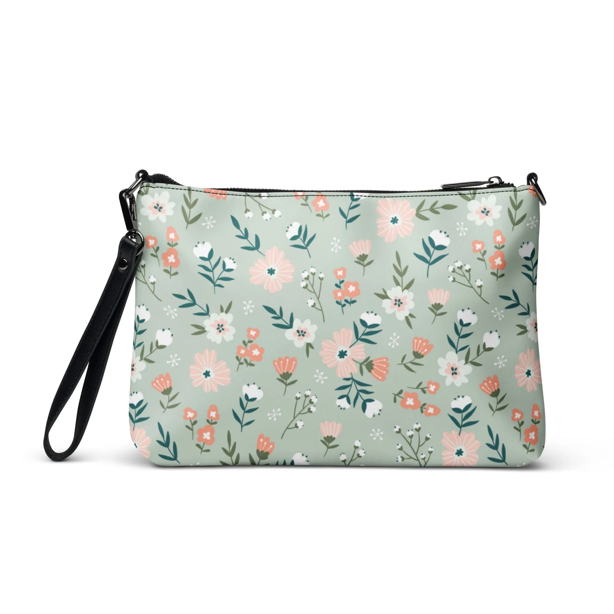 Crossbody Bag Boho Floral Pale Pink, Mint, Coral